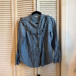 LEVI’S Ruffled Denim Button-Up Shirt